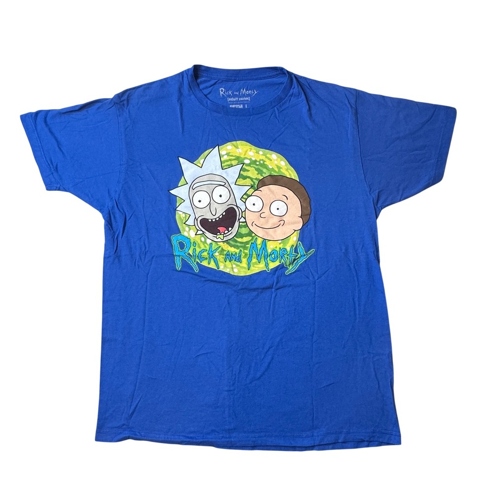 Ripple Junction T-Shirt Mens L Blue Rick and Morty Portal Graphic Short Sleeve